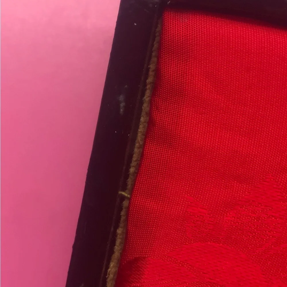 Brown Lacquer with Gold Latch and Mother of Pearl Shadow Box Top Red Inside